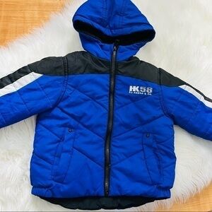HK58 by Hawke‎ & Co Boys Blue Black Puffer Jacket Hooded Coat 2T Performance